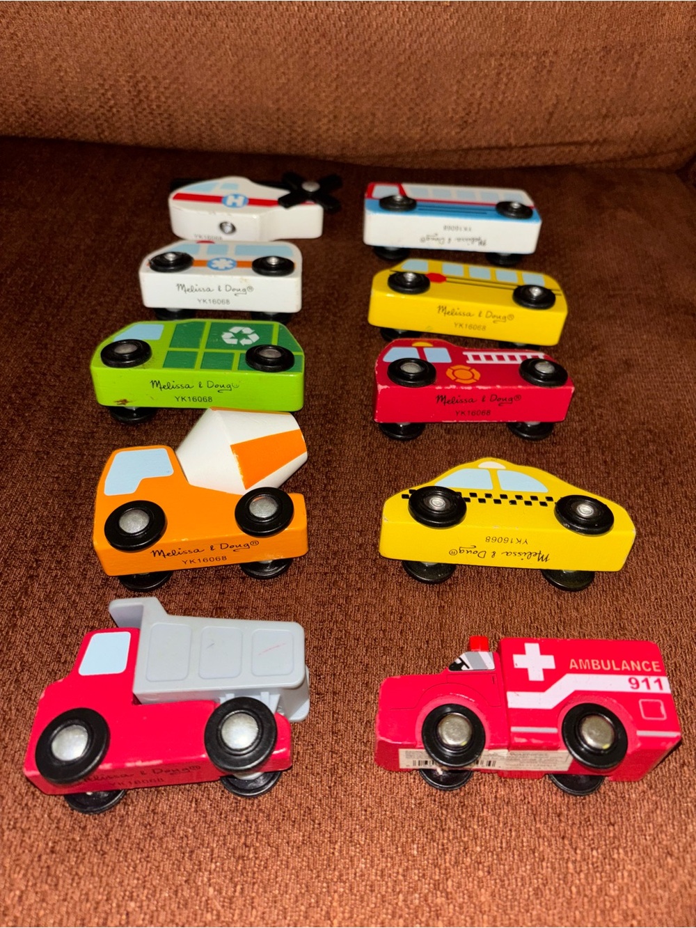 Melissa & Doug Bright Wooden Vehicle Toy Set - Multicolor (10)
